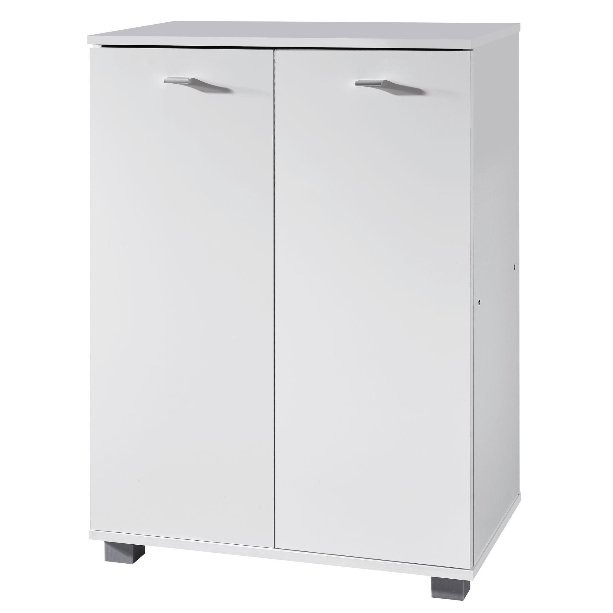 SCHUHSCHRANK Holz mit 4 Fächern und 2 Türen, Weiß 60x35x90 cm - Weiß/Grau, Kunststoff (60/90/35cm) - KADIMA DESIGN