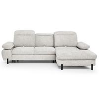 ECKSCHLAFSOFA Sora Mini mit verstellbaren Kopfstützen und Schlaffunktion, Chenille-Stoff, Beige, Rechts - Beige/Schwarz, Textil (190/285cm) - Beautysofa