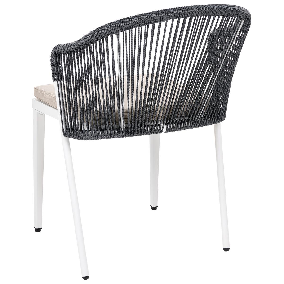 STUHL 2er-Set und Sitzkissen Metall Grau Paranea - Dunkelgrau/Beige, Metall (46/80/47cm) - Beliani