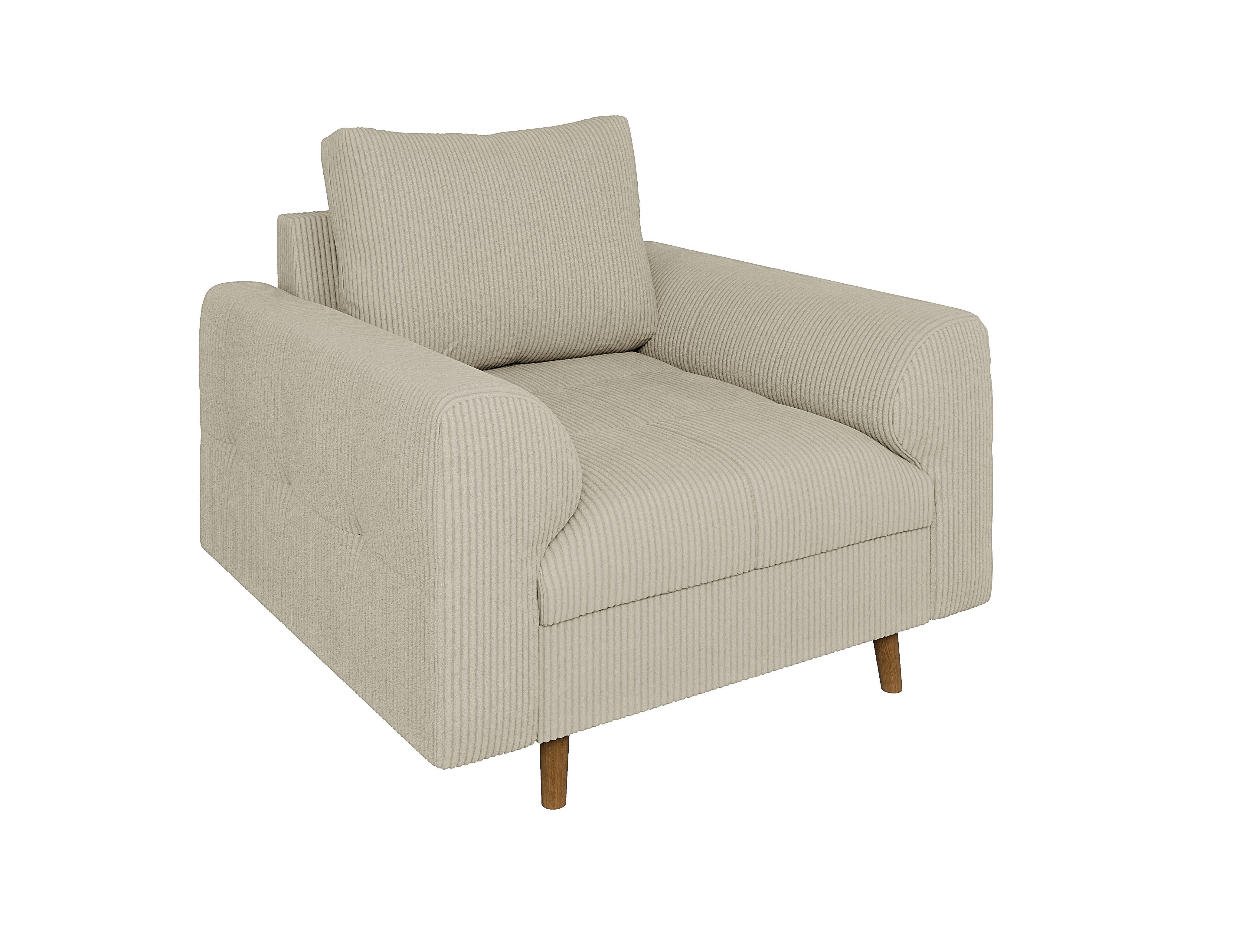 SESSEL Alma Beige Cord - Beige/Braun, Holz/Textil (97/81/93cm) - S-Style Möbel