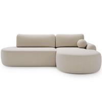 ECKSOFA Aurio O Bouclé-Stoff Creme Rechts - Creme, Holz/Textil (271/177cm) - Graingold