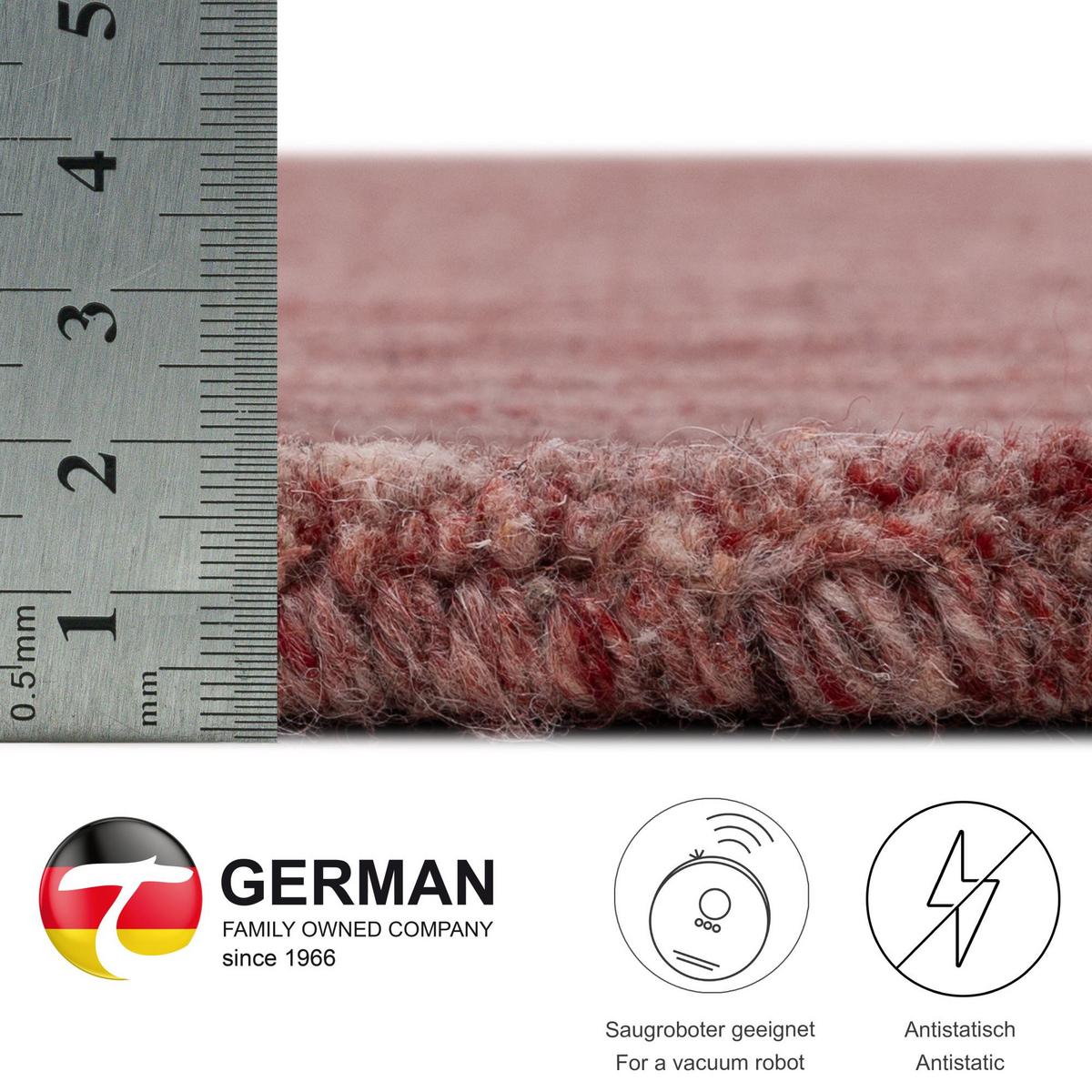 HANDWEBTEPPICH Pure 40x60 cm - Rot, Textil (40/60cm) - THEKO