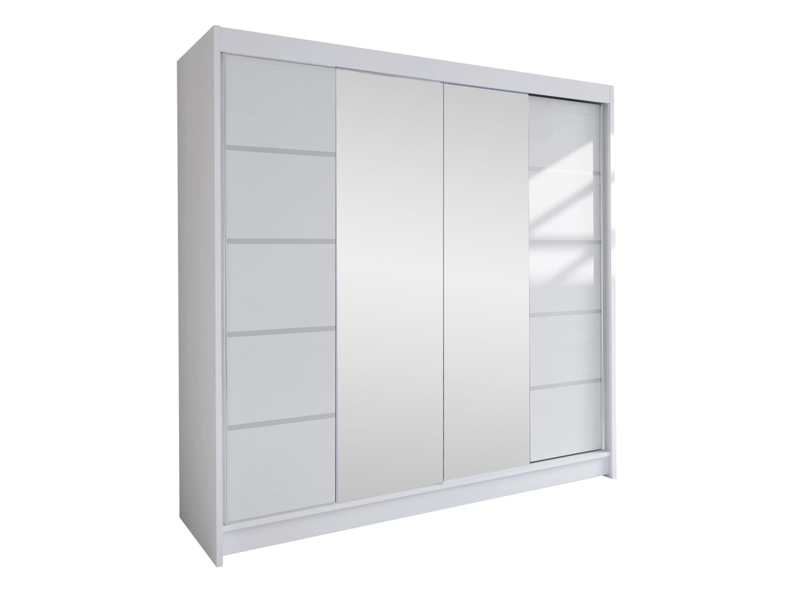 SCHWEBETÜRENSCHRANK Talin V - Silberfarben/Weiß, Holzwerkstoff/Metall (180/215/58cm) - MIRJAN24