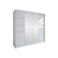 SCHWEBETÜRENSCHRANK Talin V - Silberfarben/Weiß, Holzwerkstoff/Metall (180/215/58cm) - MIRJAN24