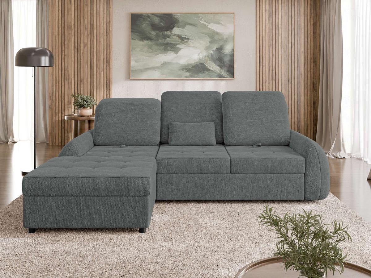 ECKSCHLAFSOFA Soreno, Seite: Links - Graphitfarben/Schwarz, Holz/Kunststoff (255/176cm) - MIRJAN24