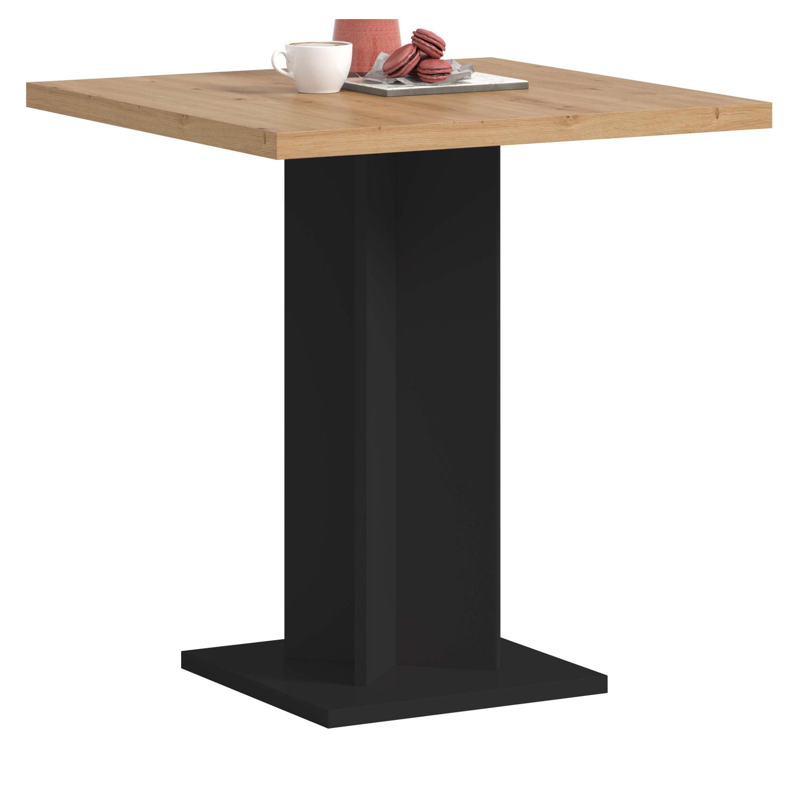 ESSTISCH Eiche Artisan, schwarz 70 x 70 cm, Küchentisch quadratisch - Schwarz/Eiche Artisan, Holzwerkstoff (70/70/76cm) - Inn.Furn