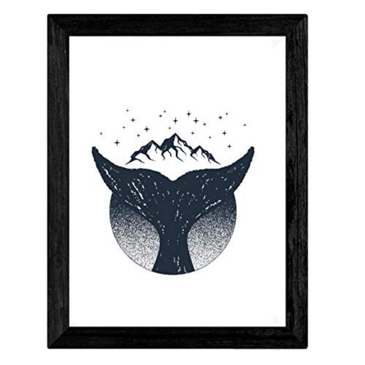 POSTER Set mit 4 Natur im nordischen Stil Wald und Meer in blauweiß A4 Rahmenlos - Klar, Papier (29.7/3cm) - Nacnic
