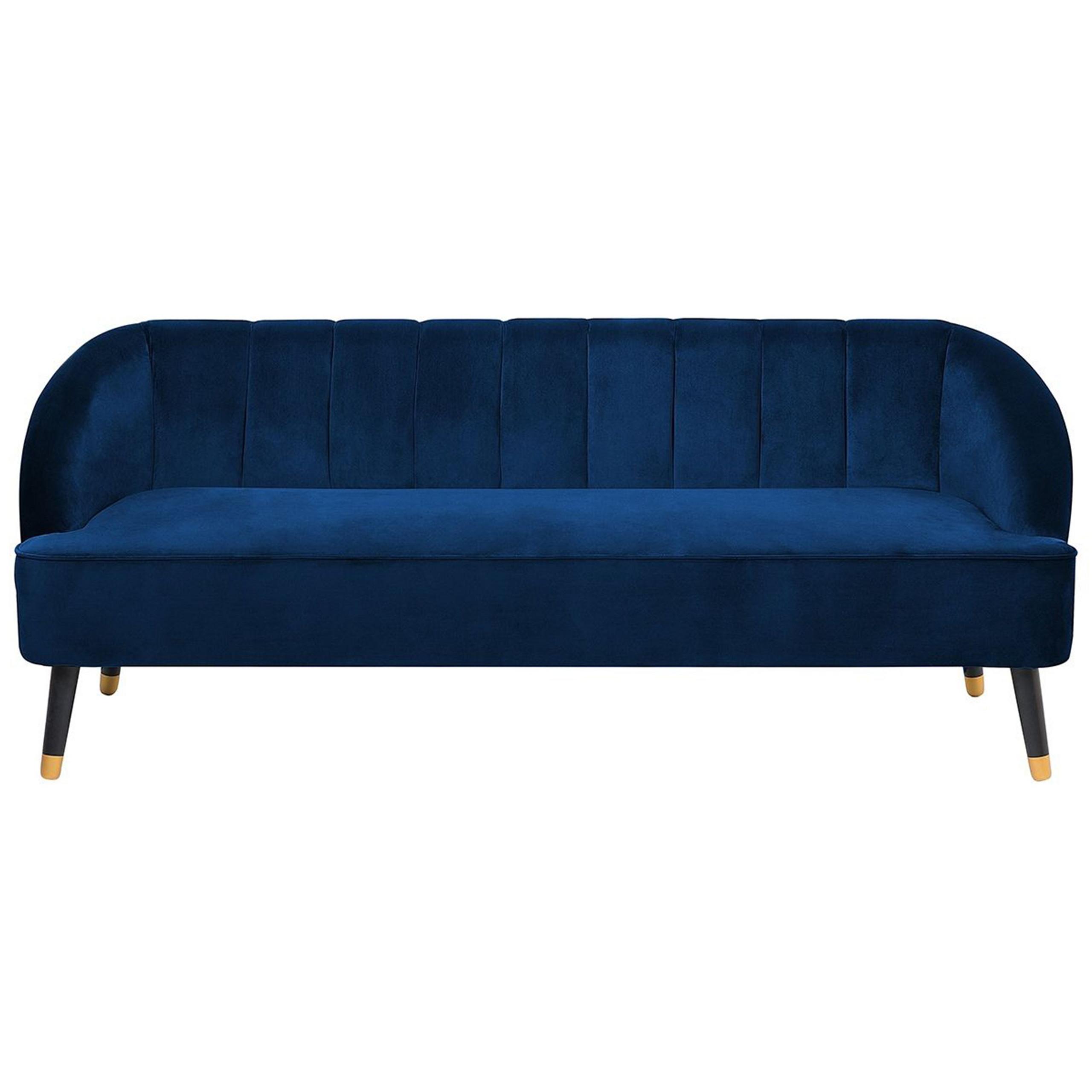 3-SITZER-SOFA Samtstoff Kobaltblau Alsvag - Hellblau, Textil (191/73/73cm) - Beliani