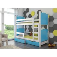 ETAGENBETT LEONE mit Bettkasten 80x180 cm Weiß - Blau/Weiß, Holz (80/180cm) - MASSENO