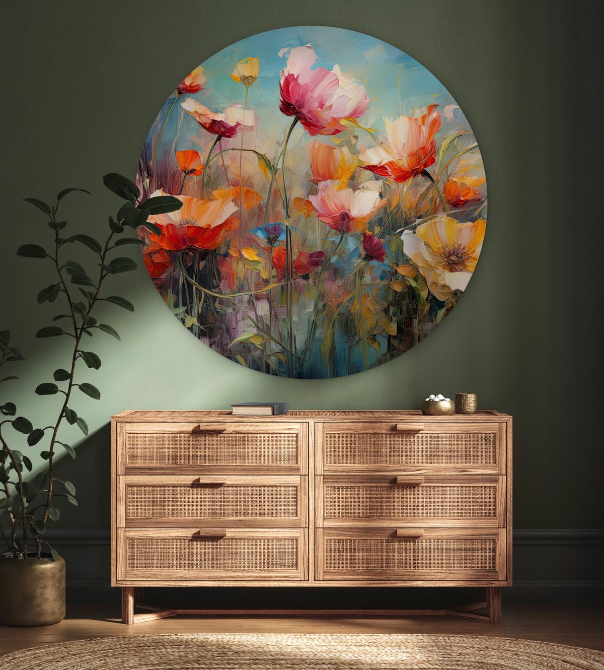 WANDBILD Blumen - Aquarell - Kunst - Botanisch - Natur Deko Groß 150x150 cm - Orange, Kunststoff (150/150cm) - MuchoWow