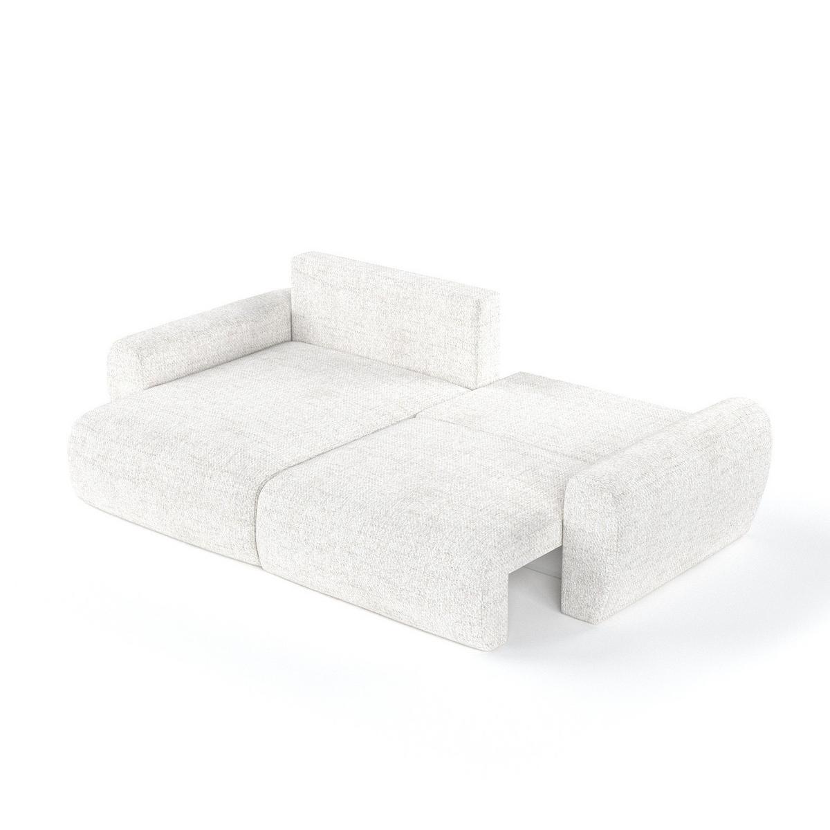 ECKSOFA OMARI mit Schlaffunktion Creme im Neve Stoff - Creme/Schwarz, Holz/Holzwerkstoff (253/153cm) - AltaBeds