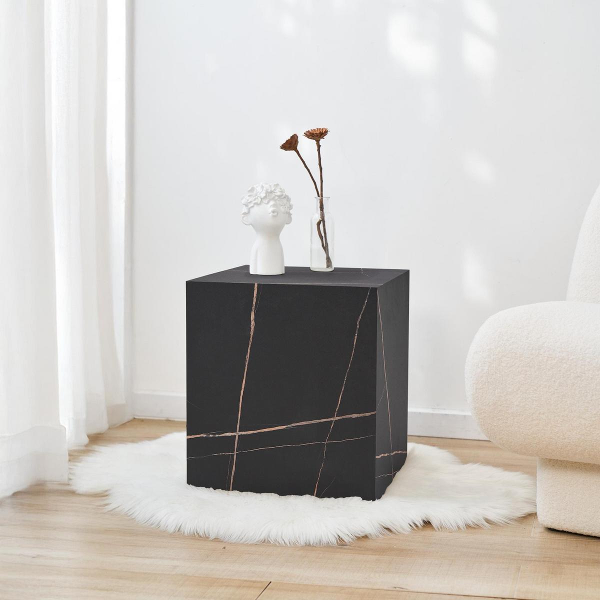 BEISTELLTISCH Ellelu - Schwarz, Holzwerkstoff (40/40/45cm) - [en.casa]