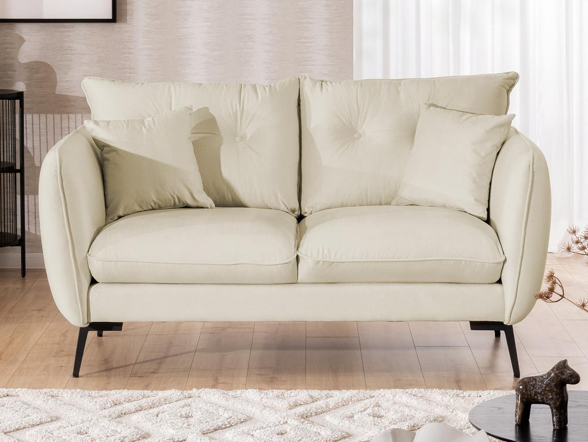 2-SITZER-SOFA Nordloft Beige Samt - Beige/Schwarz, Holz/Textil (174/86/100cm) - S-Style Möbel