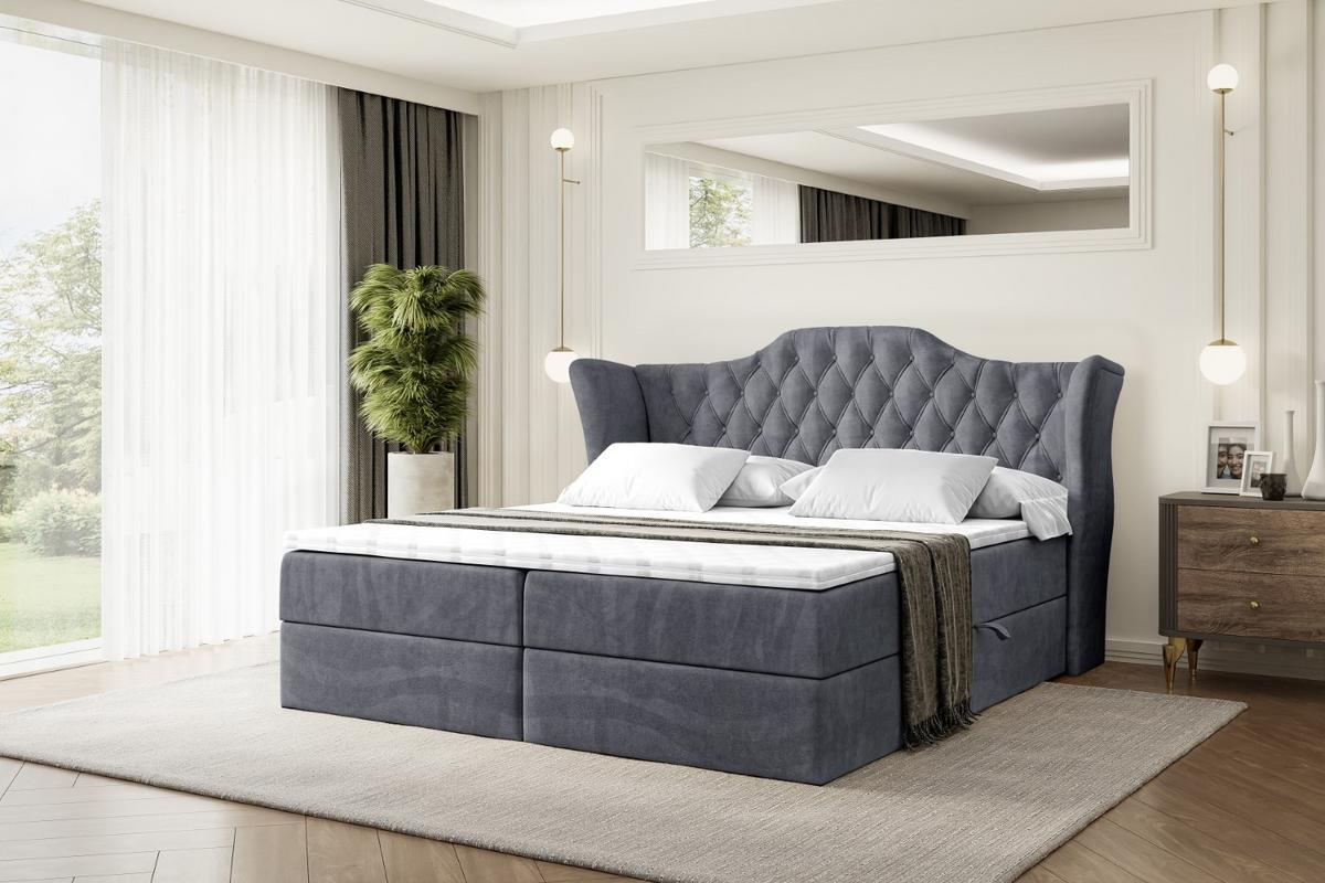 BOXBETT mit Matratze H3 und Lattenrost - VILA - 140x200 cm Dunkelgrau - Dunkelgrau, Holzwerkstoff (140/200cm) - ALTDECOR