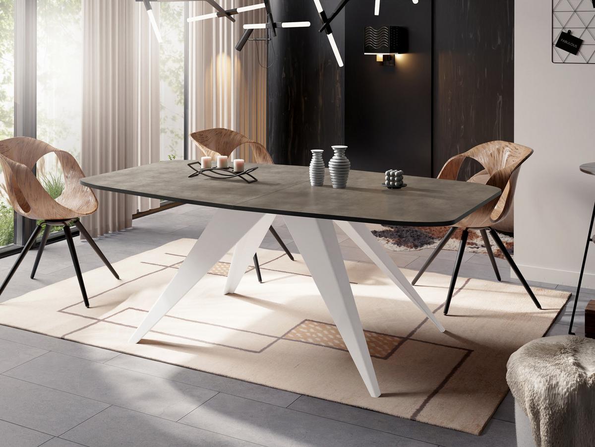ESSTISCH Fatina rechteckig ausziehbar, Dunkelgrauer Chicago Beton 160-198/90/76 cm - Dunkelgrau/Weiß, Holzwerkstoff/Metall (80/200/76cm) - WFL GROUP