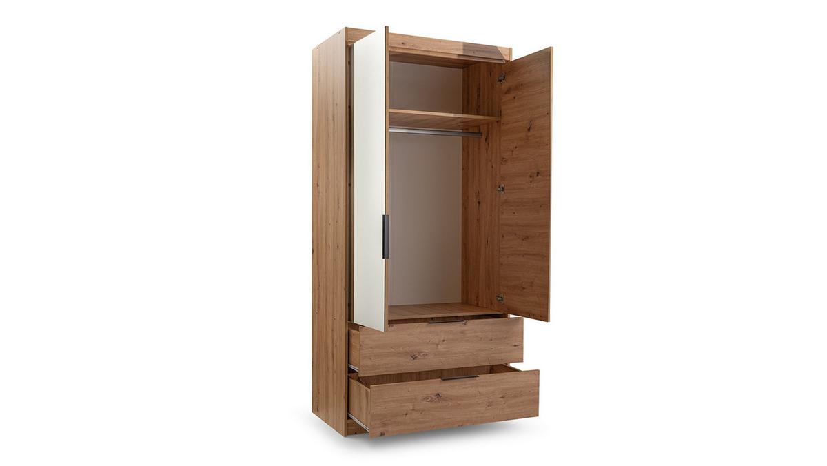 DREHTÜRENSCHRANK AKALI 103/213/60 cm 2-türig mit Spiegel Eiche Artisan - Eiche Artisan, Holzwerkstoff (103/213/60cm) - MASSENO