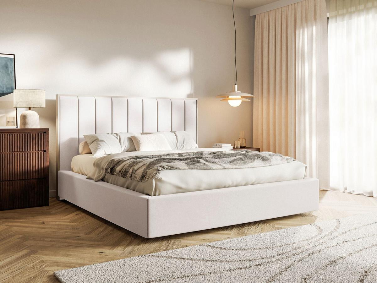 POLSTERBETT Togents Creme mit Veloursbezug und Bettkasten, 140x200 cm - Creme, Textil (140/200cm) - Selsey