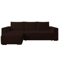 ECKSOFA CUDDY L, Eckcouch in L-Form mit Schlaffunktion und Bettkasten, Farbe: Dunkelbraun, Cordstoff, Ottomane Links - Dunkelbraun, Textil (240/140cm) - Storez24