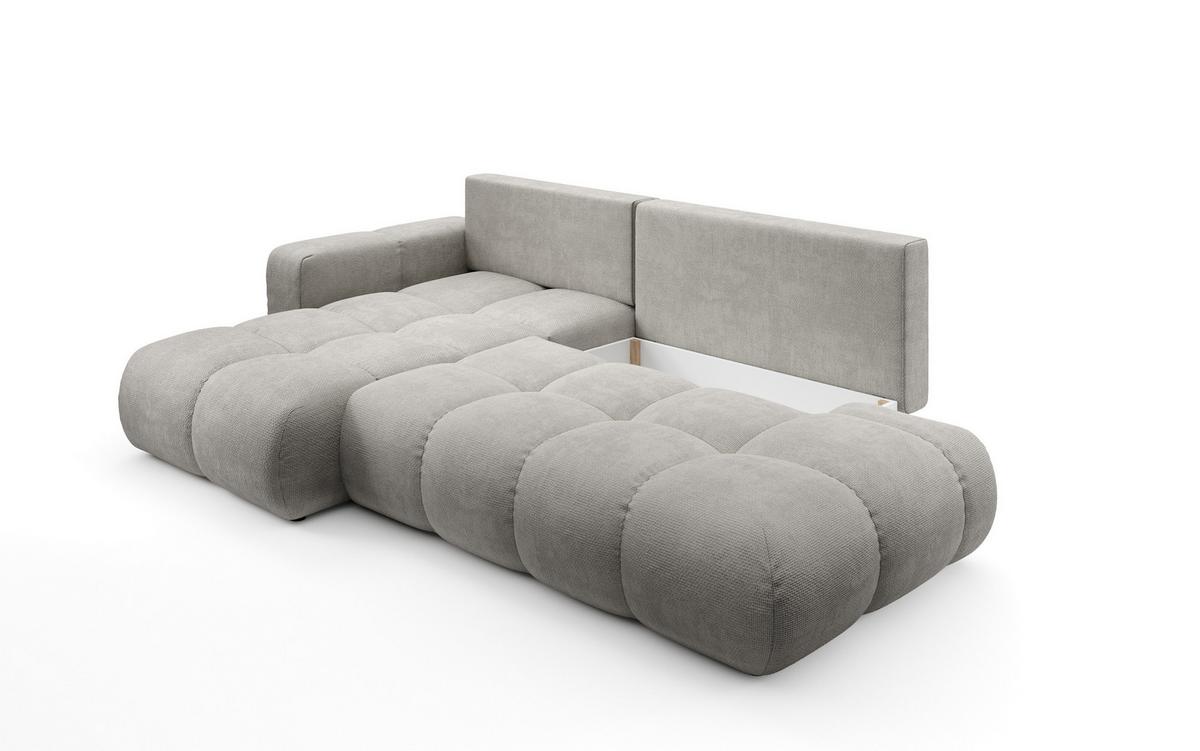 ECKSOFA DUCA L-S Hellgrau Chenille mit Schlaffunktion - Hellgrau, Holz (266.5/266.5cm) - MASSENO