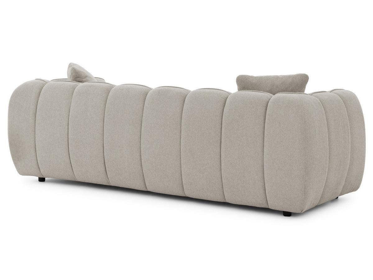 3-SITZER SOFA Nubira in tief gesteppter Bubble-Optik aus weichem Taupe Strukturstoff im modernen Design - Taupe/Schwarz, Holz/Kunststoff (228/69/89cm) - S-Style Möbel