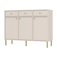 KOMMODE TORINO 125/95/41 cm mit 3 Schubladen 3 Türen Beige - Beige, Holzwerkstoff (125/95/41cm) - MASSENO