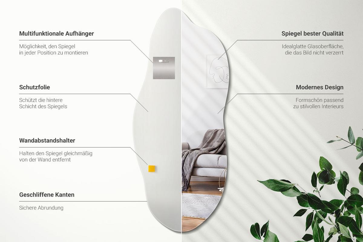SPIEGEL 35x80 cm Asymmetrisch - Transparent, Glas (35/80/0.4cm) - Wallfluent