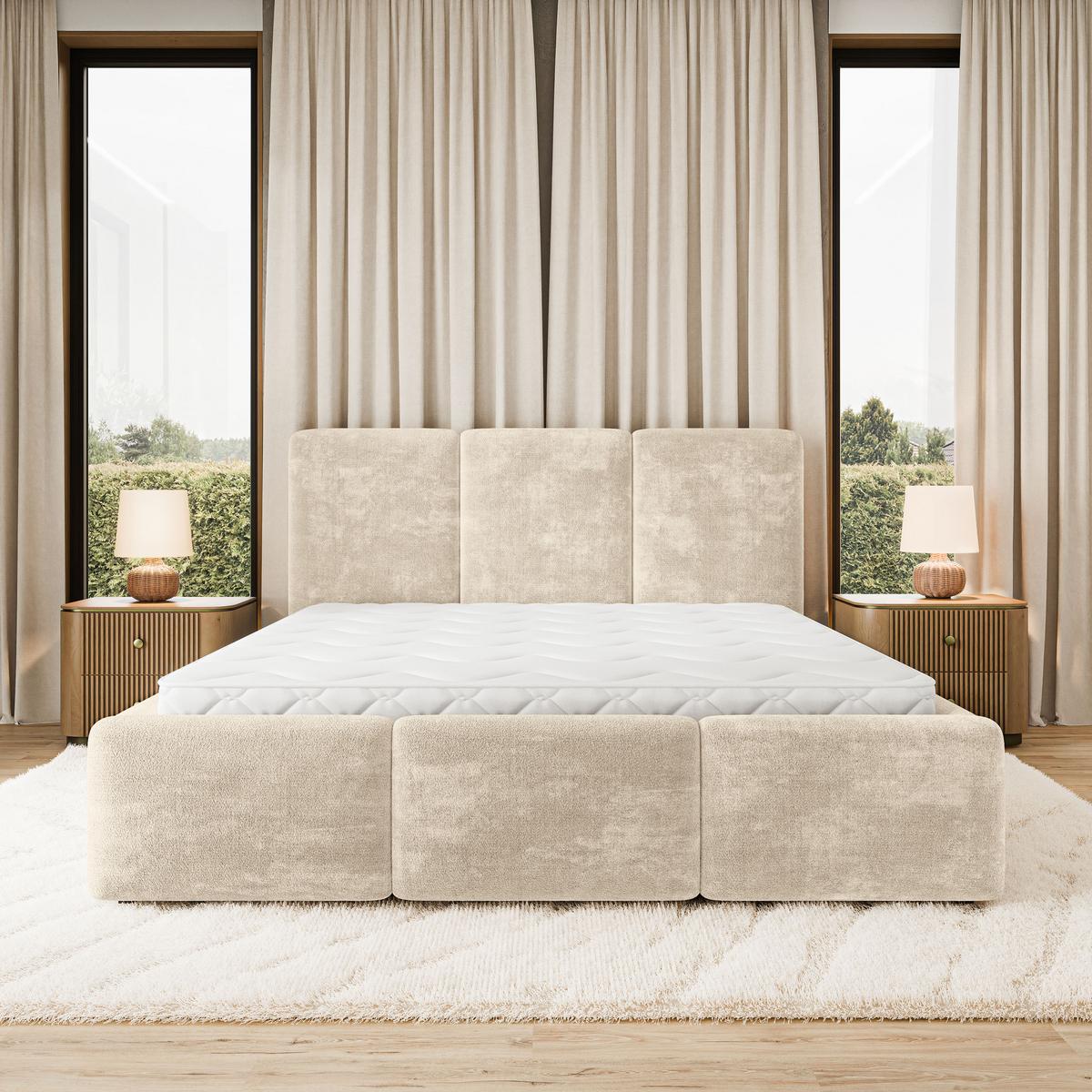 POLSTERBETT MORENA LM 200x200 cm mit Bettkästen - Creme - Creme, Holz (200/200cm) - MASSENO