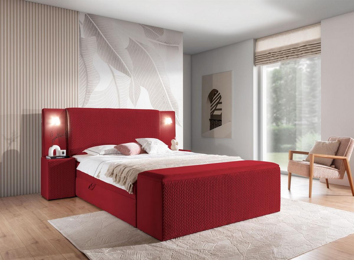 BOXBETT Marten überlänge Set.4 - Rot, Holzwerkstoff/Textil (140/220cm) - Fun Möbel