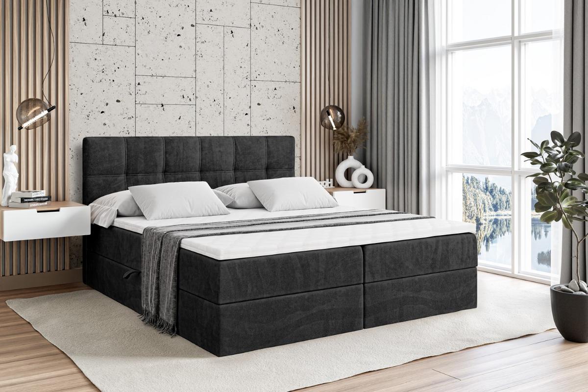 BOXBETT mit Matratze H3 und Lattenrost - MARCE - 140 x 200 cm - Schwarz - Schwarz, Holzwerkstoff (140/200cm) - ALTDECOR