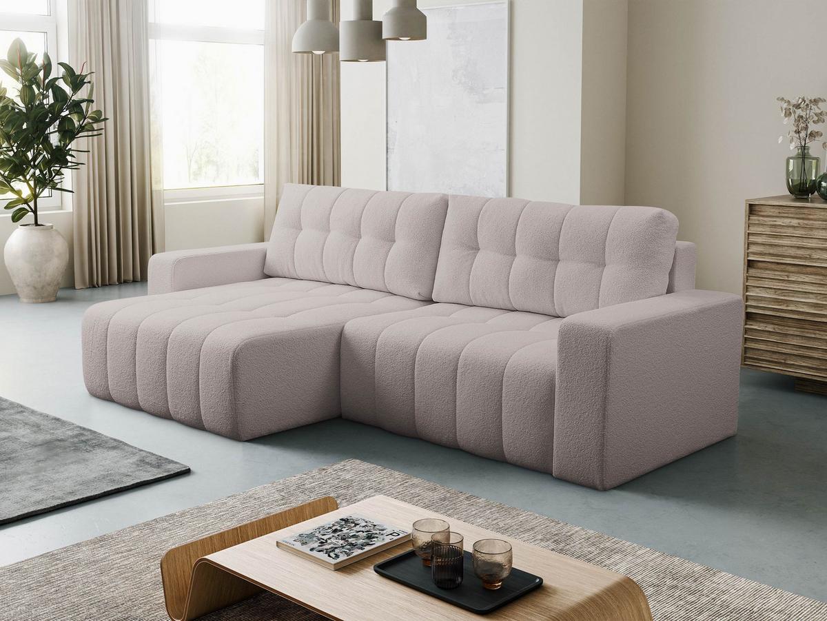 ECKSOFA Masone - Hellrosa/Schwarz, Holz/Kunststoff (245/143cm) - MIRJAN24