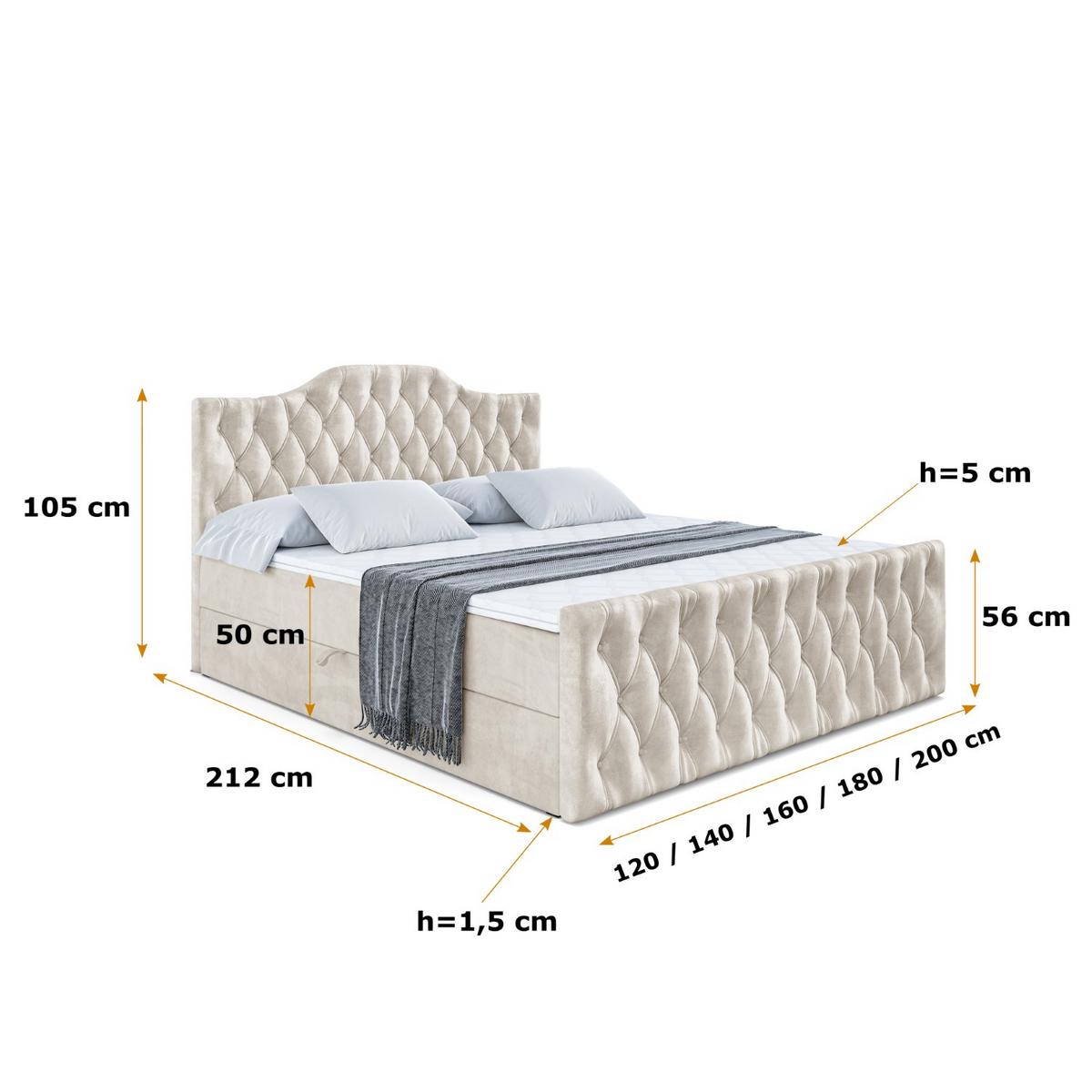 BOXBETT VILA-1-Z - 160x200 cm - H3 - Ecru - Ecru, Holzwerkstoff (160/200cm) - ALTDECOR