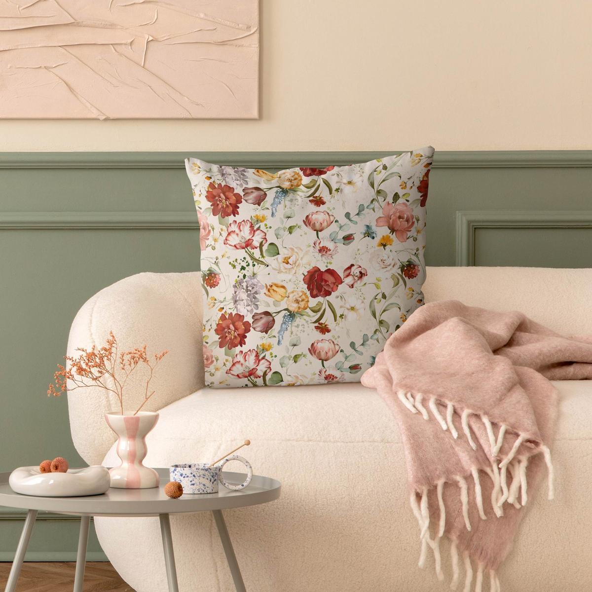 DEKOKISSEN Blumen Aquarell Vintage Muster auf Beige 50/50 cm - Beige, Textil (50/50/10cm) - Bilderwelten