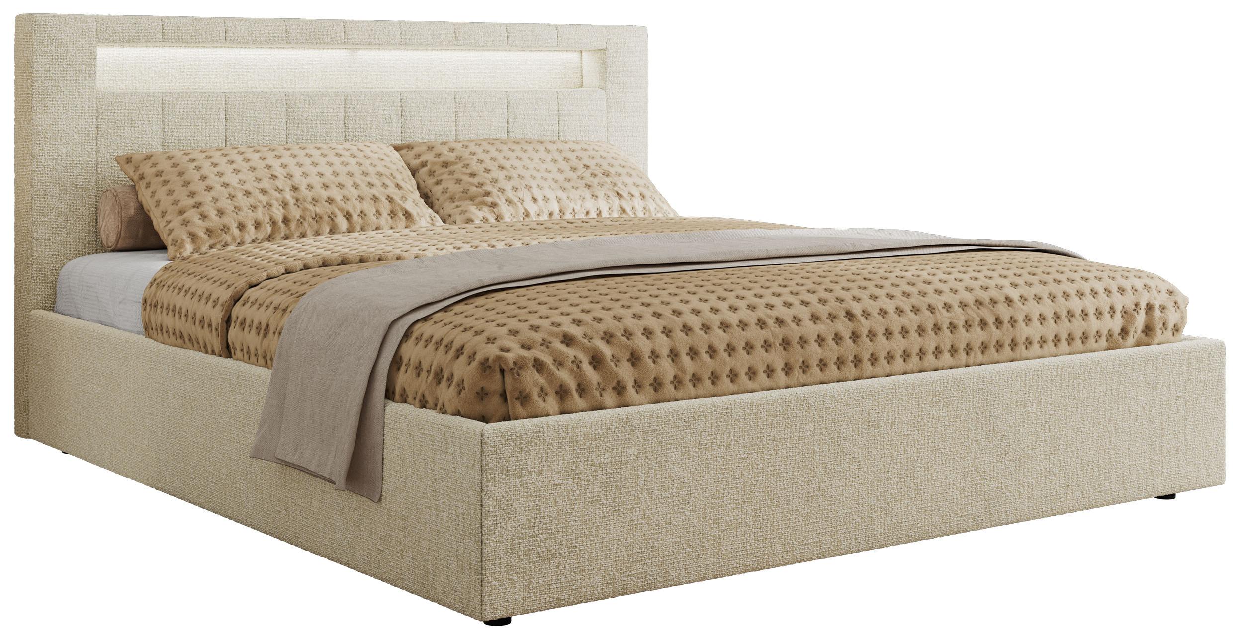 POLSTERBETT GOLD 5 CLASSIC 180/200 - Creme Strukture - Pocket-Matratze - Creme, Textil (180/200cm) - MKS