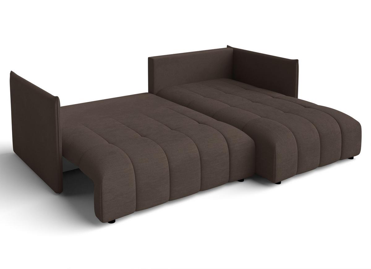 ECKSOFA L Form Cosmova Braun 248/180/83 cm mit Schlaffunktion - Schwarz/Braun, Kunststoff/Textil (248/180cm) - AX Living
