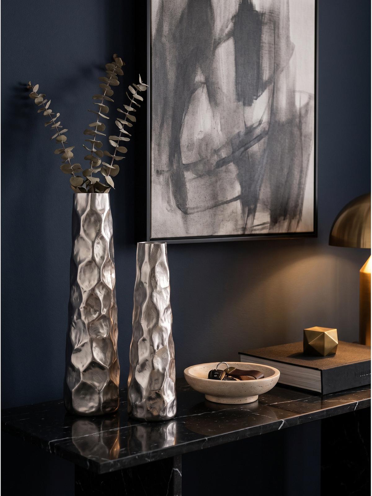 VASEN 2er-Set CASTELSARDO, Aluminium, Silber, Ø 15 x 48,5 cm - Silberfarben, Metall (48.5cm) - KADIMA DESIGN