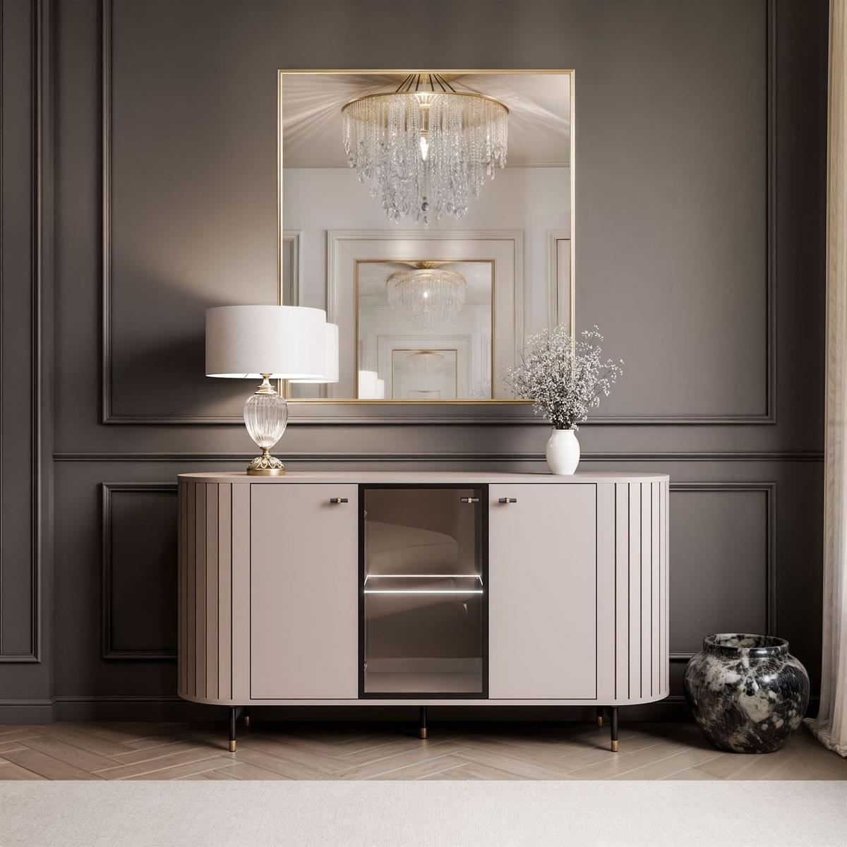 SIDEBOARD ELODIE 3T mit LED-Beleuchtung Kaschmir - Kaschmir, Holzwerkstoff (150/81/40cm) - Lookway