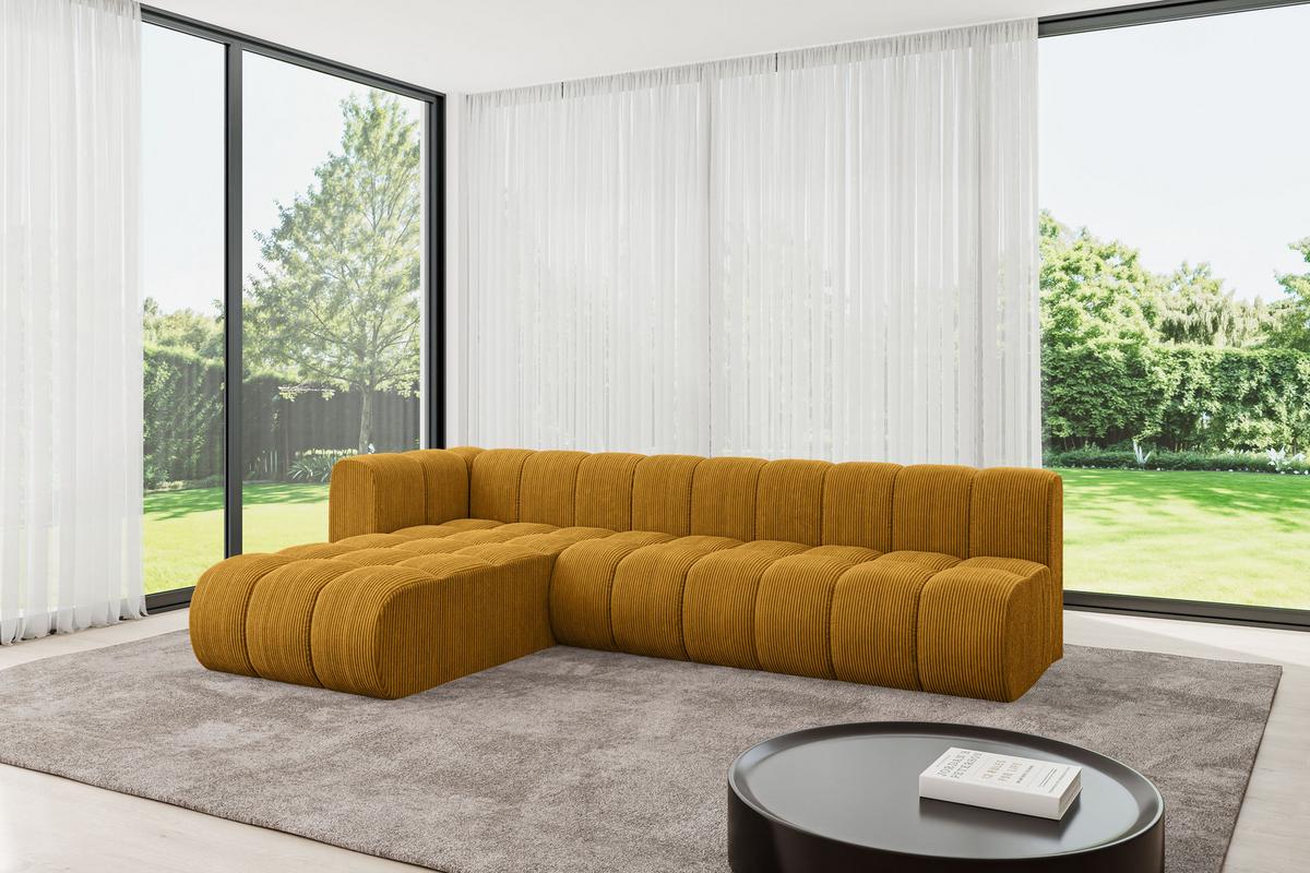 ECKSOFA modulares Sofa Darnel-L2 - 296x177x70 cm Senfgelb - Currygelb, Holzwerkstoff/Textil (296/177cm) - ALTDECOR