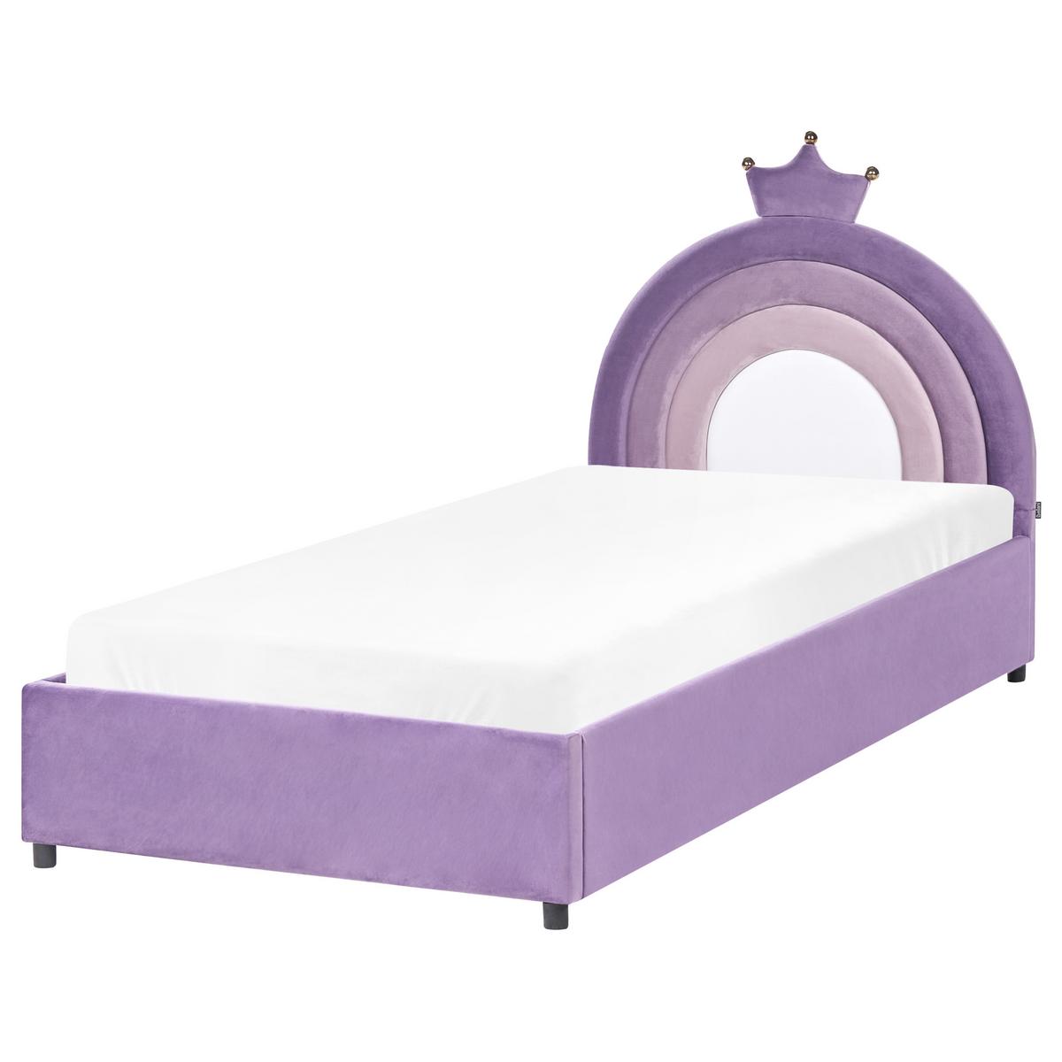 KINDERBETT mit Stauraum 90/200 Samtstoff Violett Grisetot - Violett, Textil (90/200cm) - Beliani