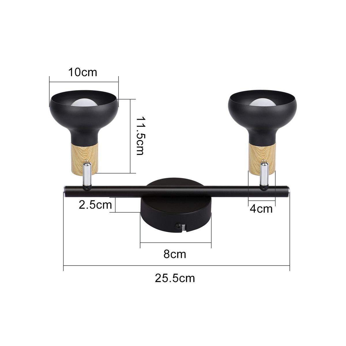 DECKENSTRAHLER Ledbetter 2-flammig 25.5/11/15.5cm - Schwarz, Metall (25.5/11/15.5cm) - Nettlife