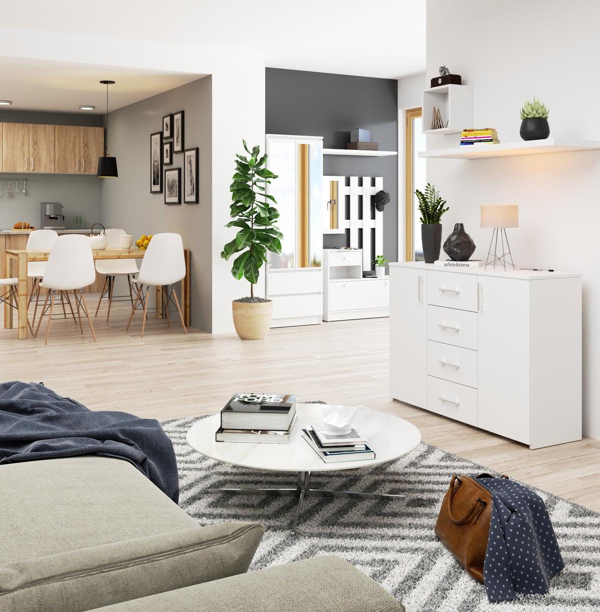 KOMMODE Weiß 80/110/35 - Weiß, Holzwerkstoff (110/80/35cm) - RAUMHIRSCH FURNITURE