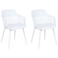 ESSZIMMERSTUHL 2er-Set Kunststoff Weiß Almira - Weiß, Kunststoff (54/84/50cm) - Beliani