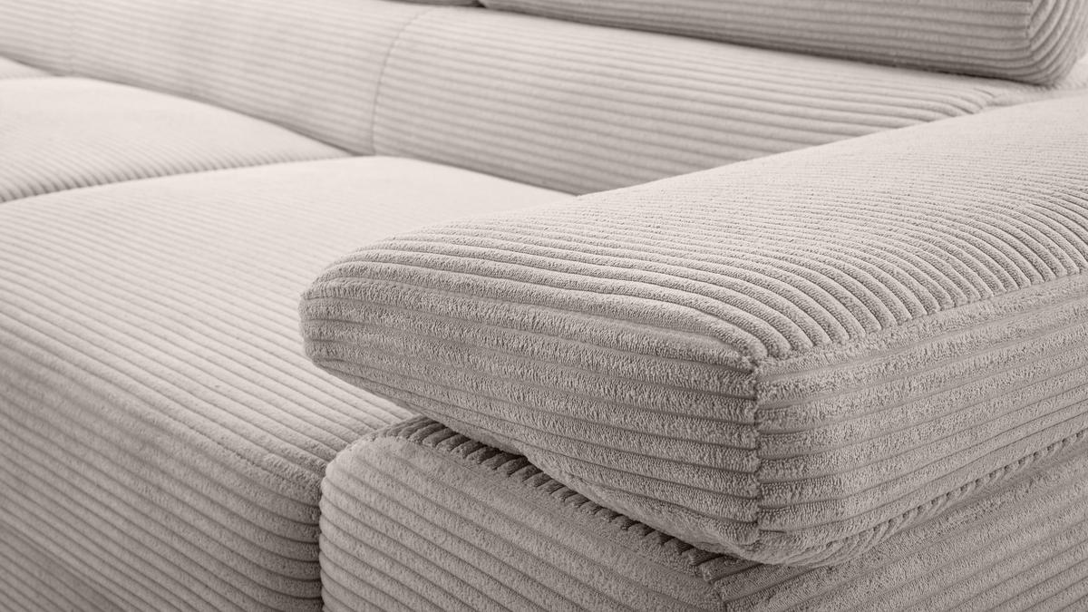 ECKSOFA L Form Arborio Zartweiß 280/203/90 cm Links mit Schlaffunktion - Creme/Schwarz, Textil/Metall (203/280cm) - AX Living