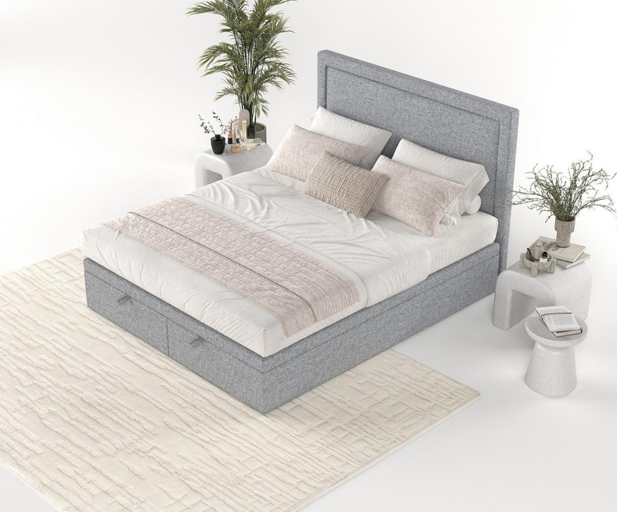 POLSTERBETT Salma mit Stauraum 160/200 cm Grau im Alta Stoff - Schwarz/Grau, Holz/Holzwerkstoff (160/200cm) - AltaBeds