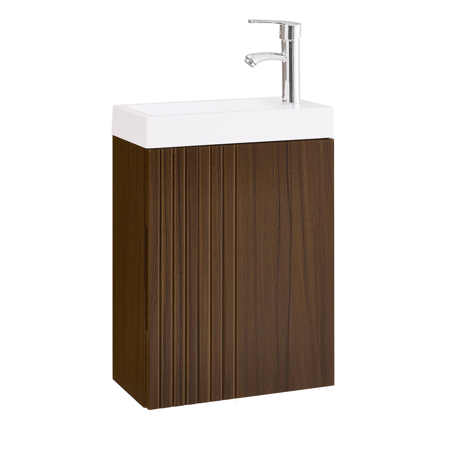 WASCHBECKENUNTERSCHRANK Natur - Weiß/Naturfarben, Keramik/Holzwerkstoff (40/56/22cm) - SoBuy