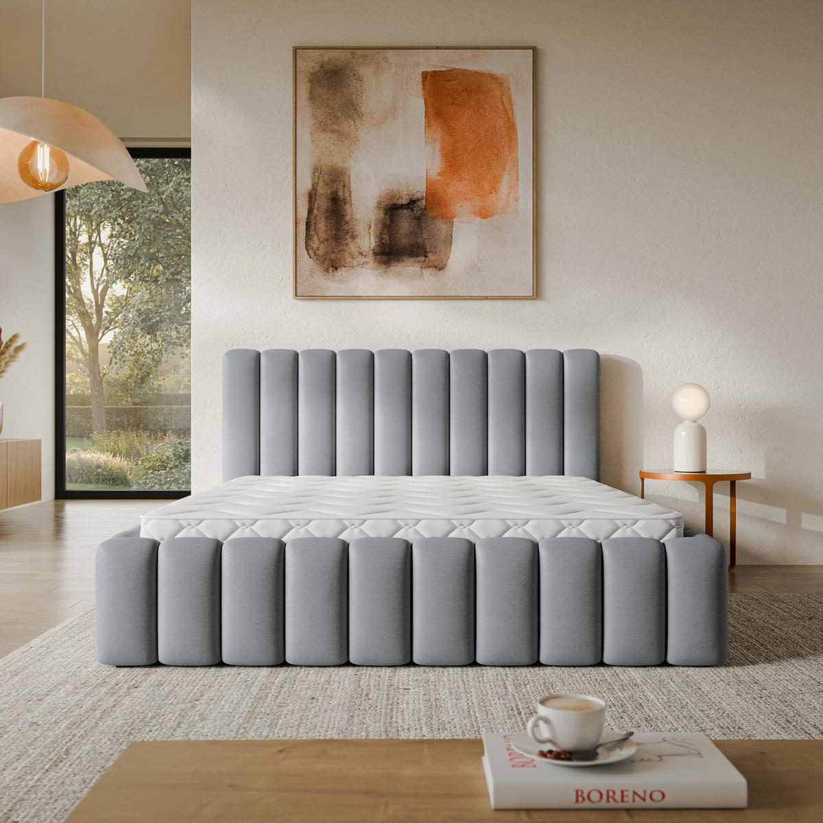 POLSTERBETT TEBA 120x200 cm mit Bettkästen - Grau - Grau, Holz/Textil (120/200cm) - MASSENO