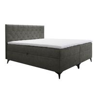BOXBETT Palmeria 140/200 cm in Graphit – mit Bettkasten und Topper - Schwarz/Grau, Holz/Holzwerkstoff (140/200cm) - AX Living