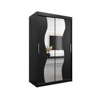 SCHWEBETÜRENSCHRANK 200/120/62 2-türig - Silberfarben/Schwarz, Holz/Kunststoff (120/200/62cm) - MÖBEL KRYSPOL