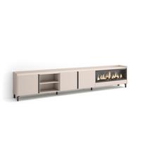 LOWBOARD, Beige, 315/35/61cm, Kamin mit Feuereffekt XXL - Beige, Holzwerkstoff (315/61/35cm) - Skraut Home