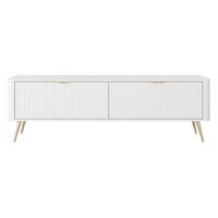 LOWBOARD Vespasia 2T Beige 163,2/51/38 cm – Geriffelte Fronten - Goldfarben/Weiß, Holzwerkstoff/Metall (163.2/51/38cm) - AX Living
