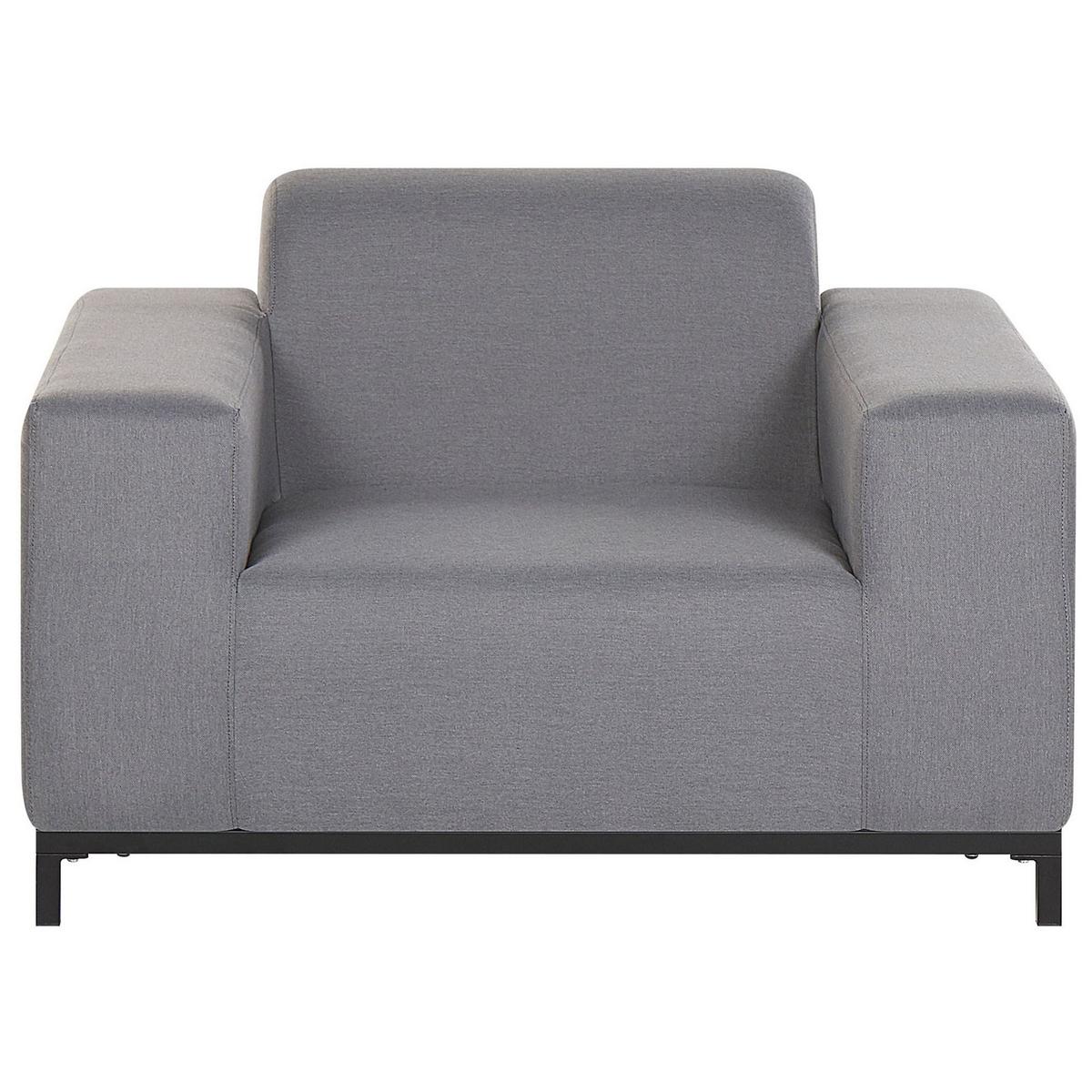 GARTENSESSEL 2er-SET grau/schwarzes Gestell Rovigo - Schwarz/Grau, Textil (105/68/84cm) - Beliani